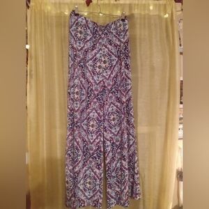 Chico's Size Size Size S/0R Palazzo Pants Purple Paisley Floral Wide Legged